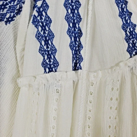 Free People Wild Horses Embroidered Eyelet Ivory Tunic Mini Dress Boho White XS - Picture 7 of 9